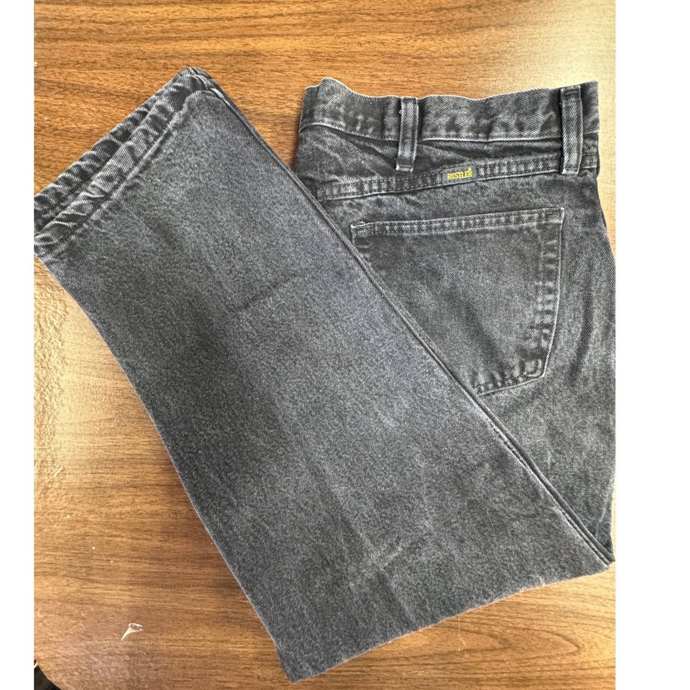 Rustler Jeans Black Regular Fit Straight Leg Denim Pants 87634CB 40x29